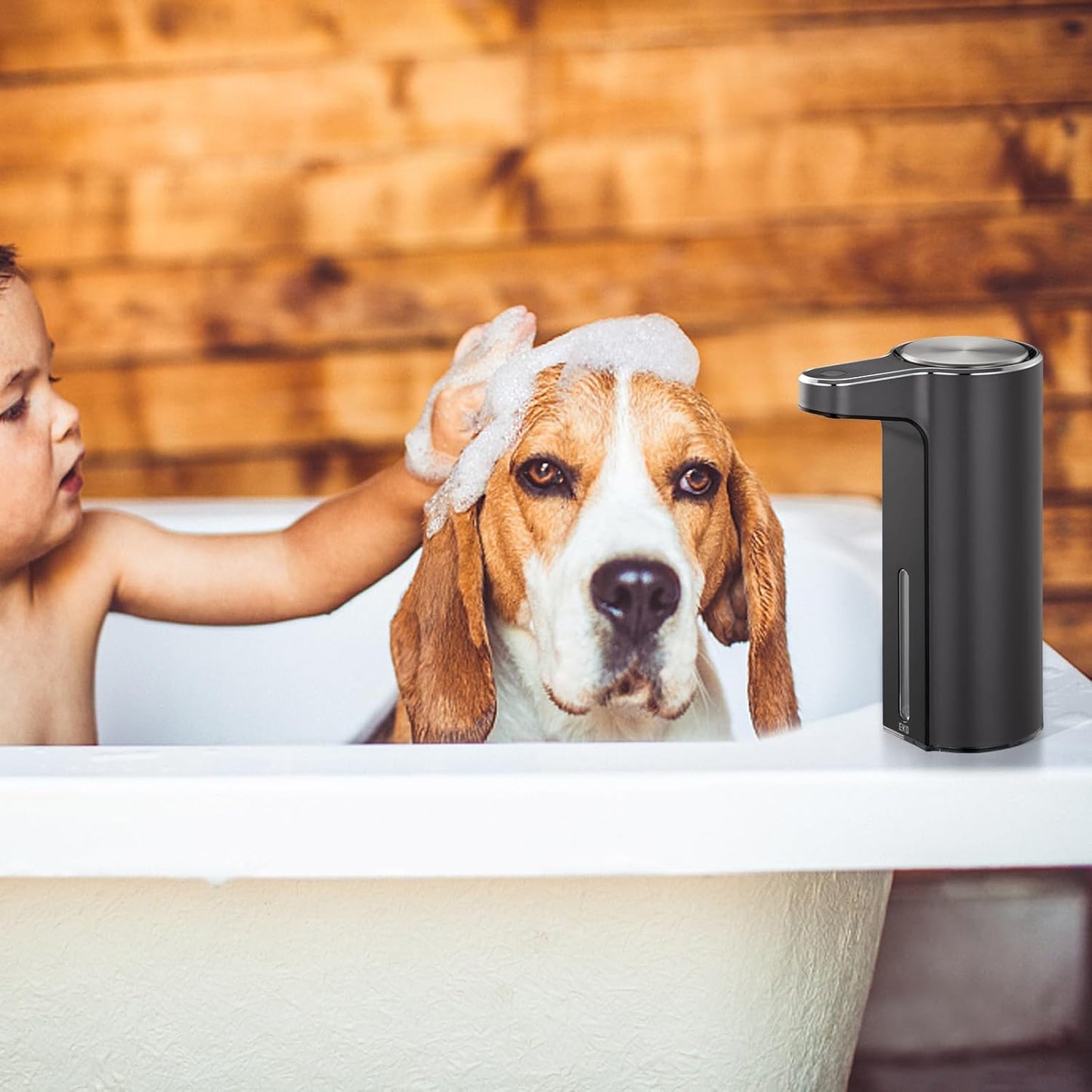 EKO Aroma 9 fl oz Automatic Liquid Soap Dispenser, Rechargeable & Water-Resistant Soap Dispenser for Kitchen and Bathroom with Adjustable Volume Control (Matte Black Steel)
