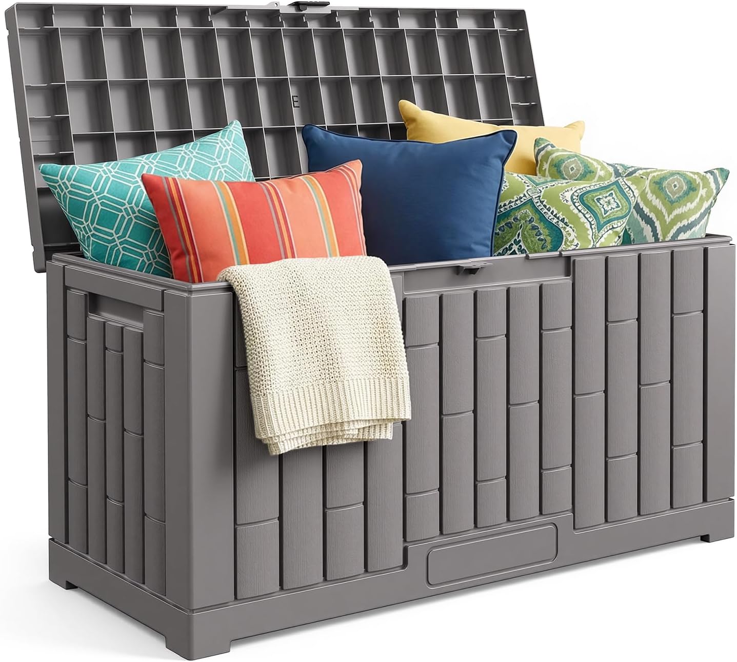 Jocoevol Deck Box 60 Gal, UV Resistant & Waterproof Outdoor Storage Box with Lock, Easy Assemble Storage Bins Container for Pool Patio Garden