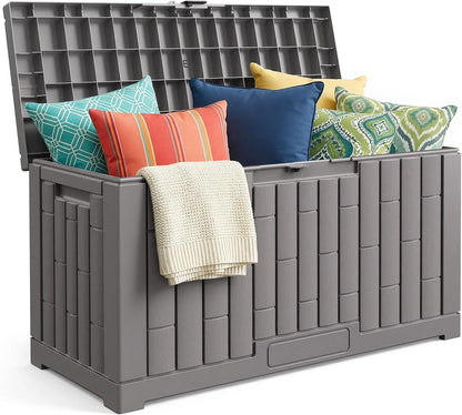 Jocoevol Deck Box 60 Gal, UV Resistant & Waterproof Outdoor Storage Box with Lock, Easy Assemble Storage Bins Container for Pool Patio Garden