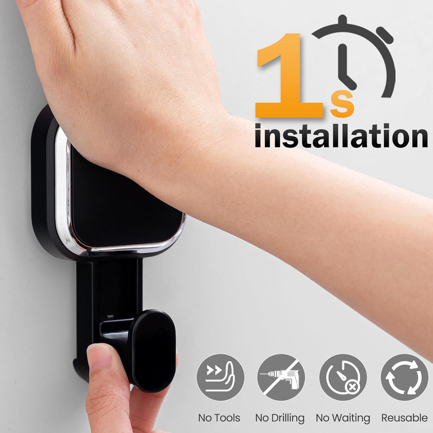 LEVERLOC Razor Holder for Shower 2 Pack, Powerful Suction Cup Shower Hooks for Towel, Loofah, Razor, Squeegee, Damage-Free Wall Hooks, Shaver Holder for Bathroom, Easy to Install and Reuse, White