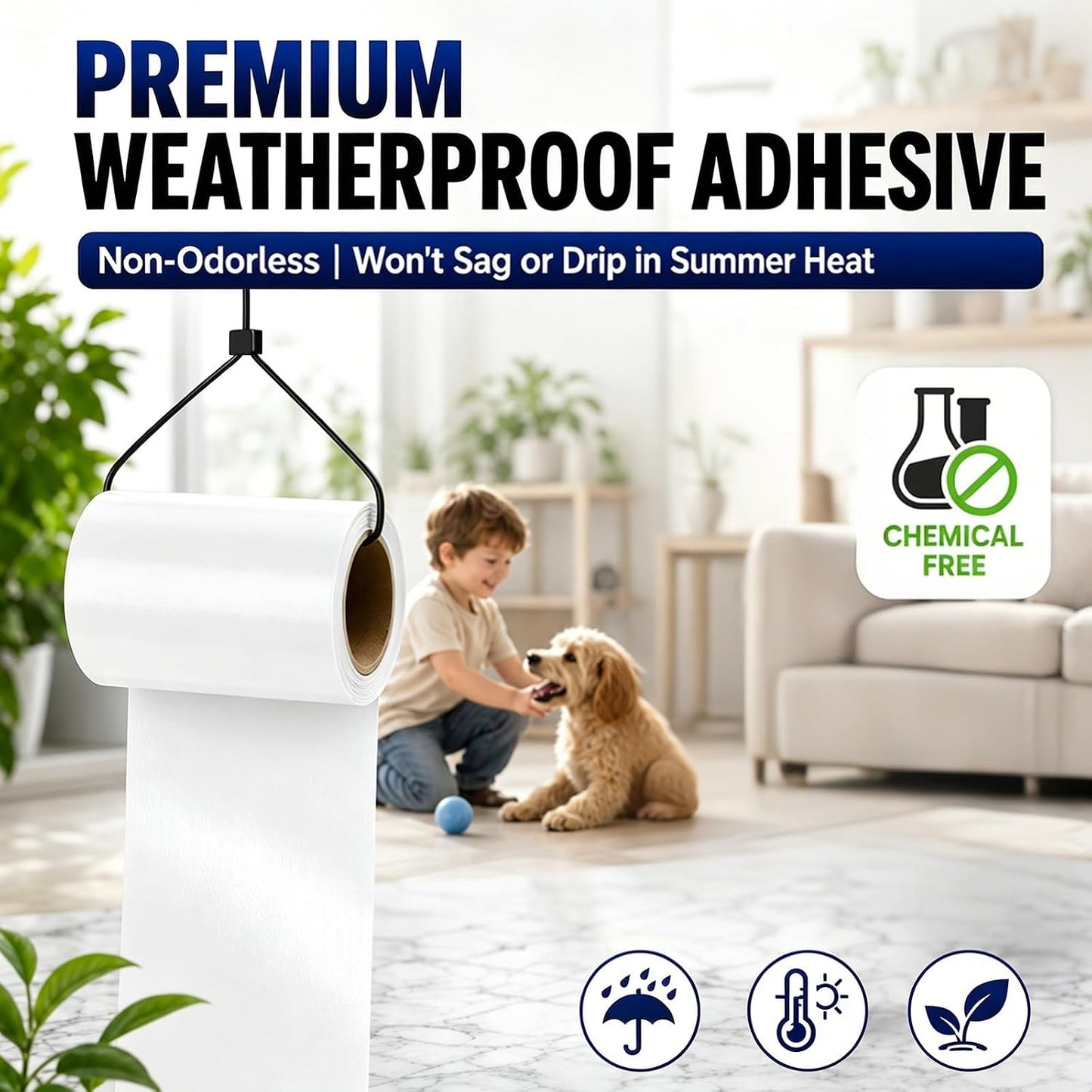 2 Roll Sticky Fly Tape 30 ft x 4 Inch Each Roll Hanging White Fly Paper with Strip Indoor Outdoor Non Toxic Fruit Gnat Killer for Kitchen, Restaurant, Garage, Patio, Horse Stable, Pet Areas