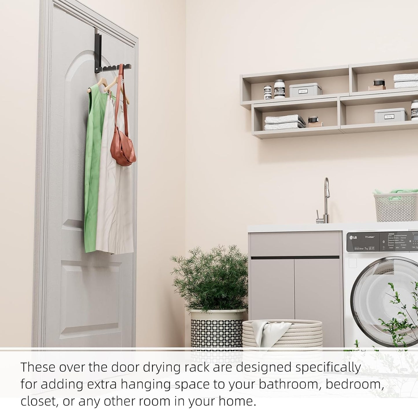 2 Pack Over The Door Hanger Folding Clothes Drying Rack, Folding Hanging Coat Rack for Indoor Laundry Room Compact Small Space Foldable Portable Clothing Hanger Hook Collapsible (Wihte-2(Upgraded))