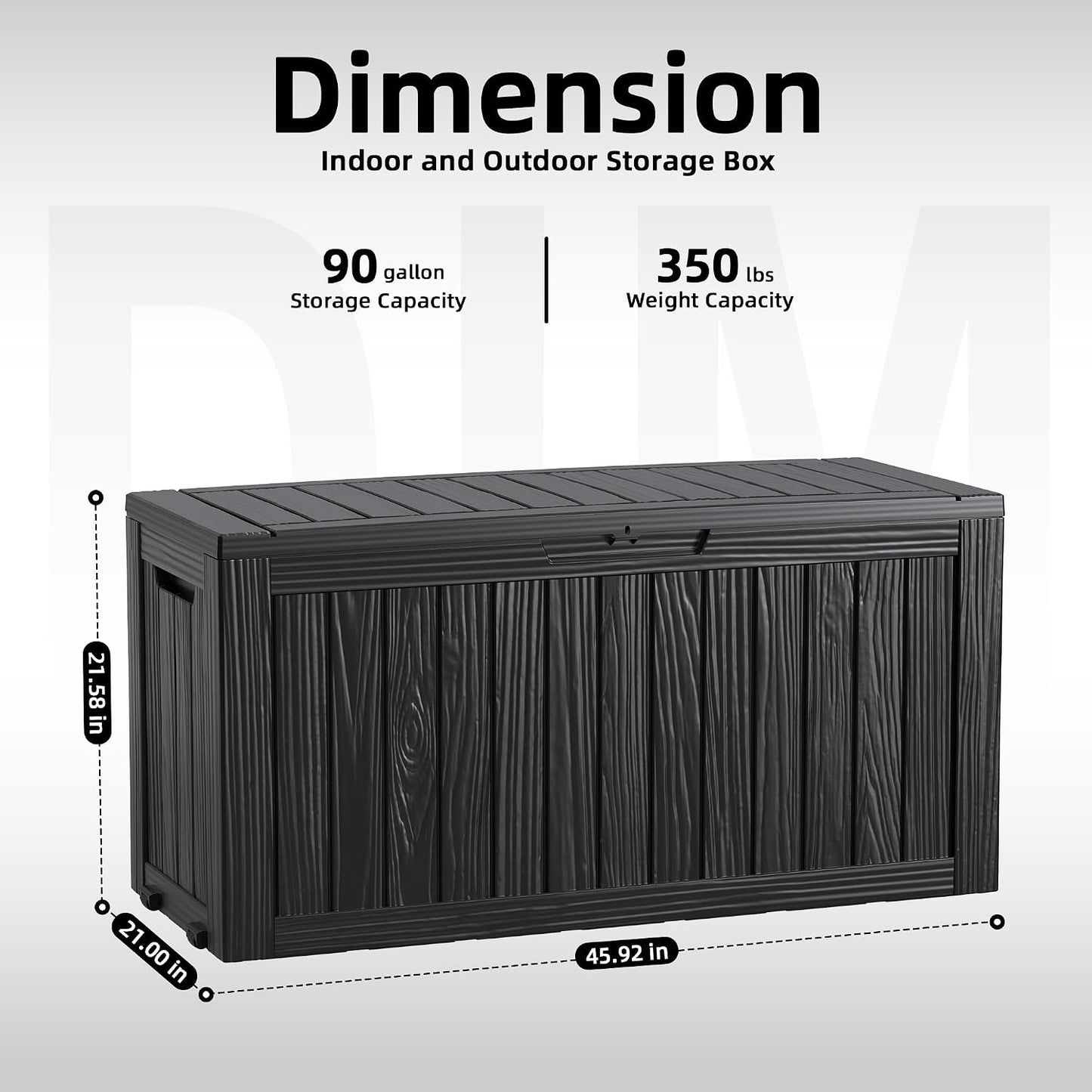 DRATO 35 Gallon Outdoor Storage Box Waterproof, Resin Small Deck Box for Patio Furniture Bench, Pool Garden Tools, Weatherproof Outside Storage Bin for Backyard Porch (Black, 35 Gallon)