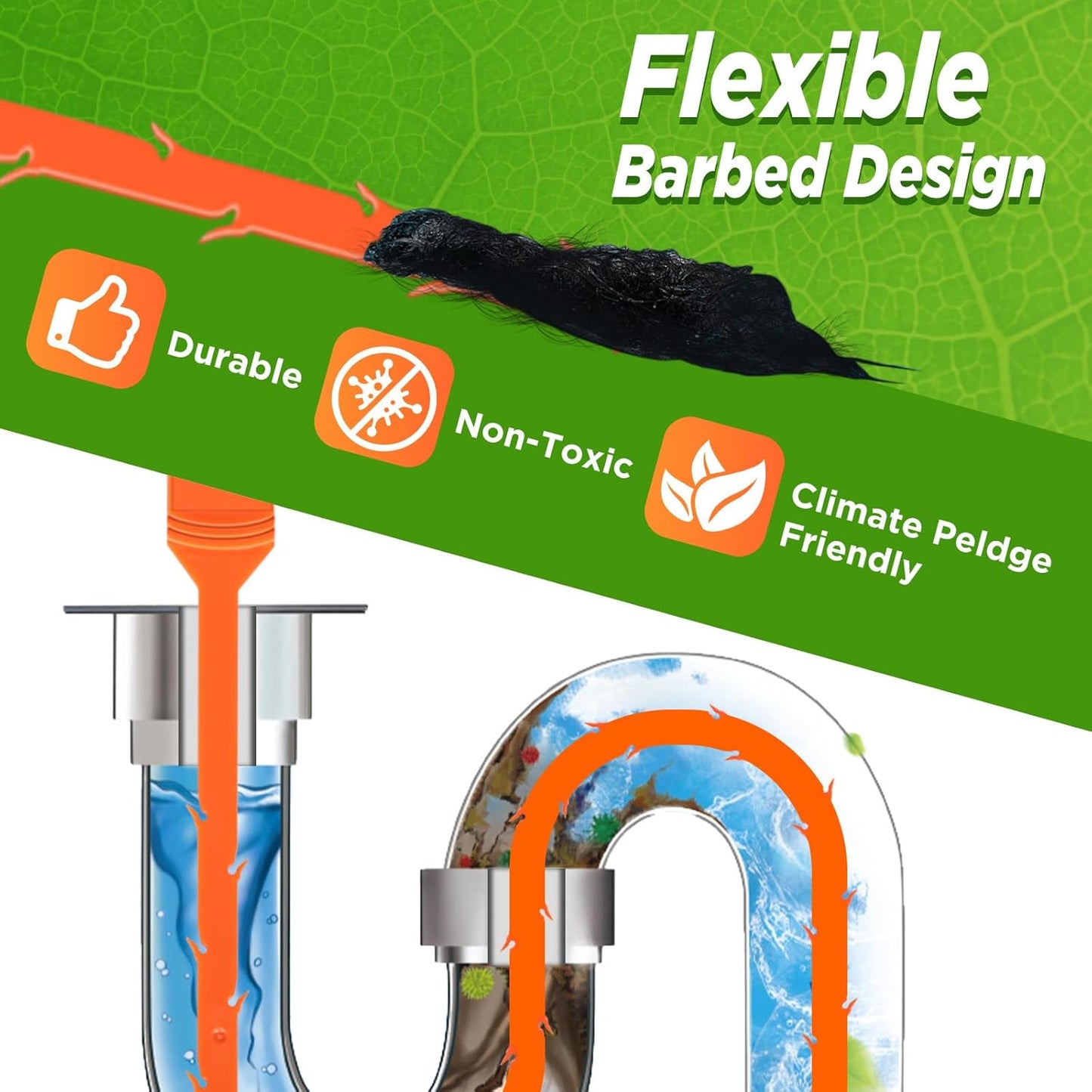 Forlivese 4 Pack 25 Inch Drain Snake,Drain Clog Remover,Sink Snake for Sewer Kitchen Sink Bathroom Tub Toilet Clogged Drains Relief Cleaning Tool