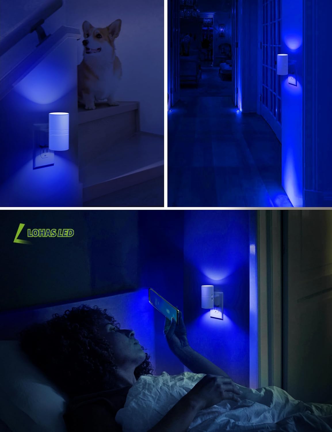 L LOHAS LED Night Light Plug in, Night Lights Plug into Wall, Light Sensor, 0-100LM Soft White 3000K, Dimmable Night Light, Modern Nightlight for Kids Bathroom Hallway Bedroom Kitchen Stairway, 2 Pack