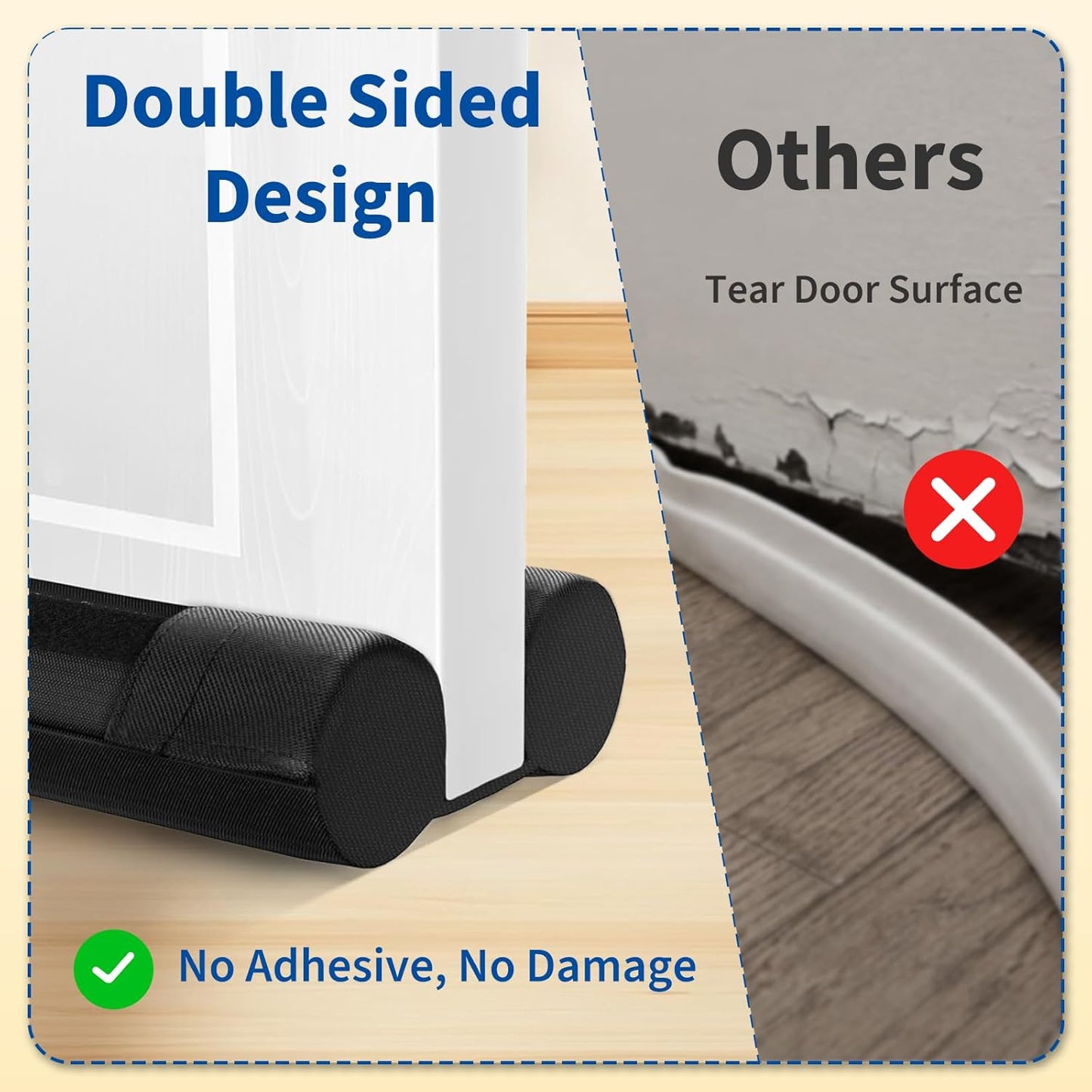 Under Door Draft Blocker, Adjustable Door Draft Stopper for Bottom of Doors, Double-Sided Block Fits 29" to 36" Doors, Block Cold Air, Noise and Dust, Easy to Install, Ideal for Home and Apartment