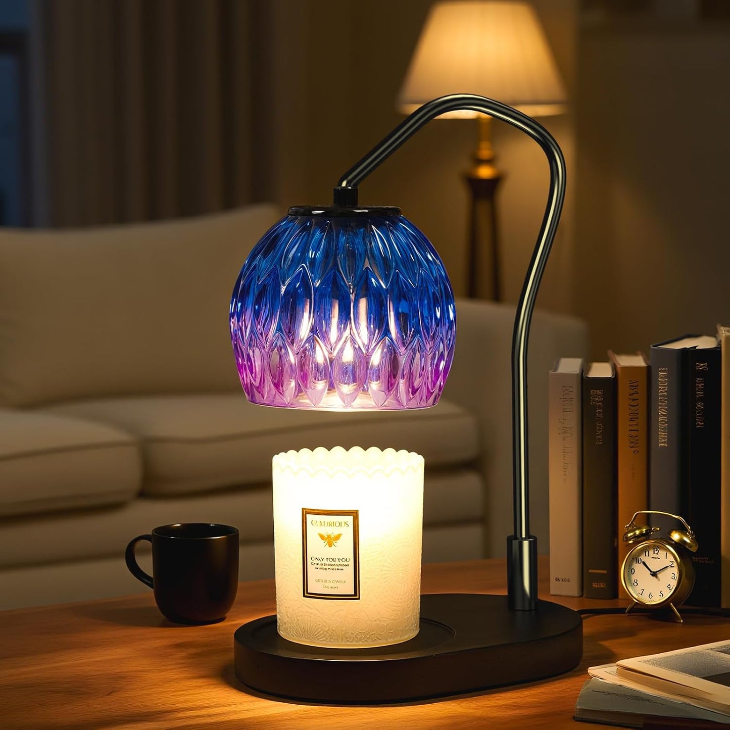 Candle Warmer Lamp with Timer & 4-Level Dimmer, Electric Wax Warmer for Jar Candles, Black Home Decor with 2 Bulbs, Gift for Women, Men, Housewarming