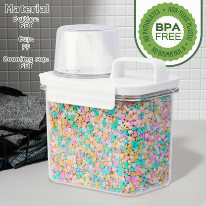 Laundry Detergent Dispenser-1 Pack, 37 oz Detergent Dispenser with 4 Removable Labels, Laundry Soap Dispenser for Laundry Room Organization and Storage, BPA Free & PET Plastic Clear