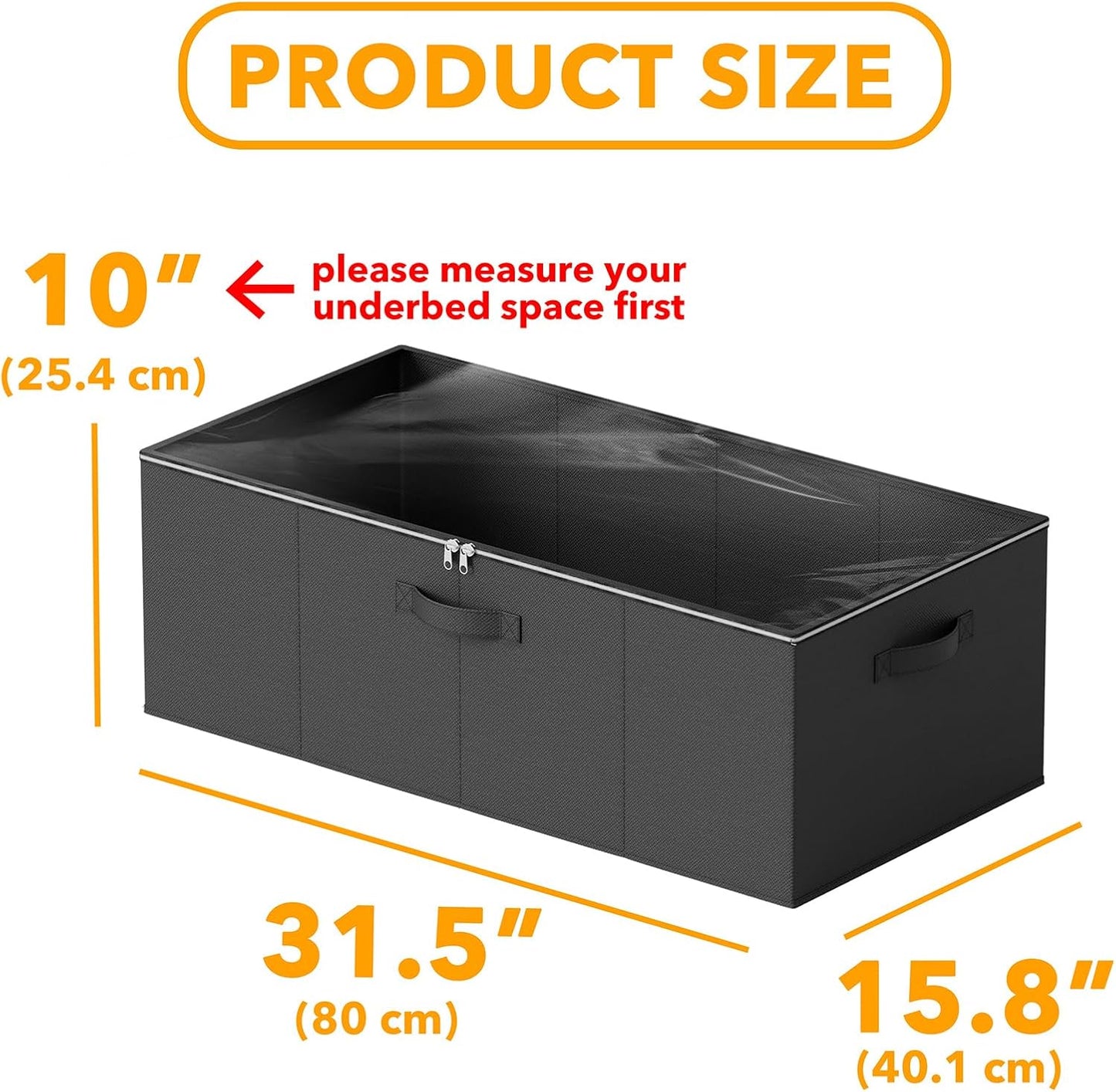 SpaceAid 2 Pack 10" High Under Bed Storage Containers, Large Underbed Storage Organizer Bins with Lids for Bedroom, Dorm, Clothes, Closet Organization, Bed Sheets and Blankets (Gray)
