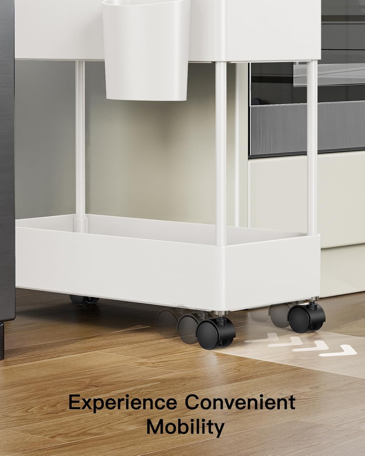 Pipishell Slim Storage Cart with Wheels - Bathroom Cart Organizer Storage, 4 Tier Rolling Carts for Bathroom, Laundry Room, Kitchen, Narrow Space, Black PIUC05
