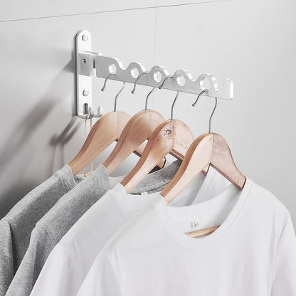 Clothes Drying Rack Wall Mounted Drying Racks for Laundry Room Organization and Storage Clothes Rack，Aluminum Dryer Rack with Two Drying Rods for Hanging Wet and Dry Clothes