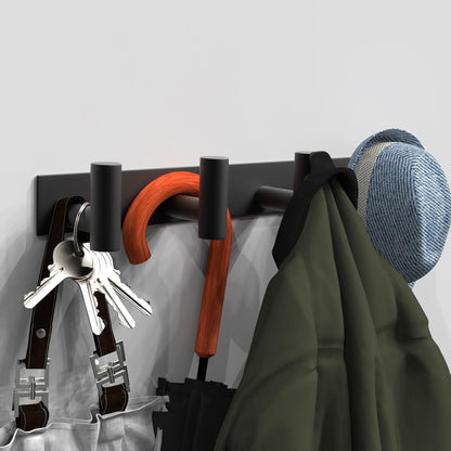 VAEHOLD Black Hat and Coat Wall Mount Rack - 3 Hooks for Robes, Bags, Keys, and Towels - Bathroom Towel Hanger Organizer (1 Pack)