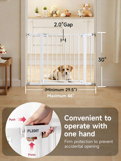 29.5-40.5" Baby Gate for Stairs, Dog Gate for Doorways, Walk Thru Auto Close Metal Baby Safety Gate for The House, Stairs and Doorways, Child Gate Pressure Mounted, Pet Gate for Dog Indoor - Black