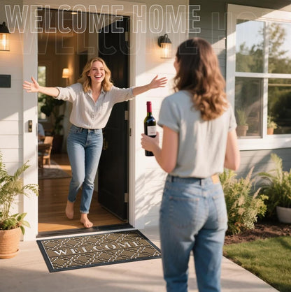 Yimobra Welcome Mat Outdoor Indoor, All-Weather Waterproof Front Door Mat Outside Entrance, Non-Slip Low Profile Porch Patio Doormat, 29.5x17, Black