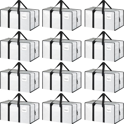 6 Pack Extra Heavy Duty Large Moving Bags with Strong Zipper & Comfortable Handles, Sturdy & Durable Clothes Storage Bags Totes Bins, Blue Packing Moving Boxes for College Supplies, Dark Blue