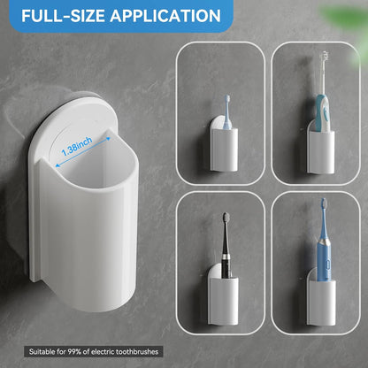 MOPMS Electric Toothbrush Holders, Wall Mounted Tooth Brushing Holder for Bathroom, Self Adhesive Electric Toothbrush Organizer Space Saver (2Pcs Clear)