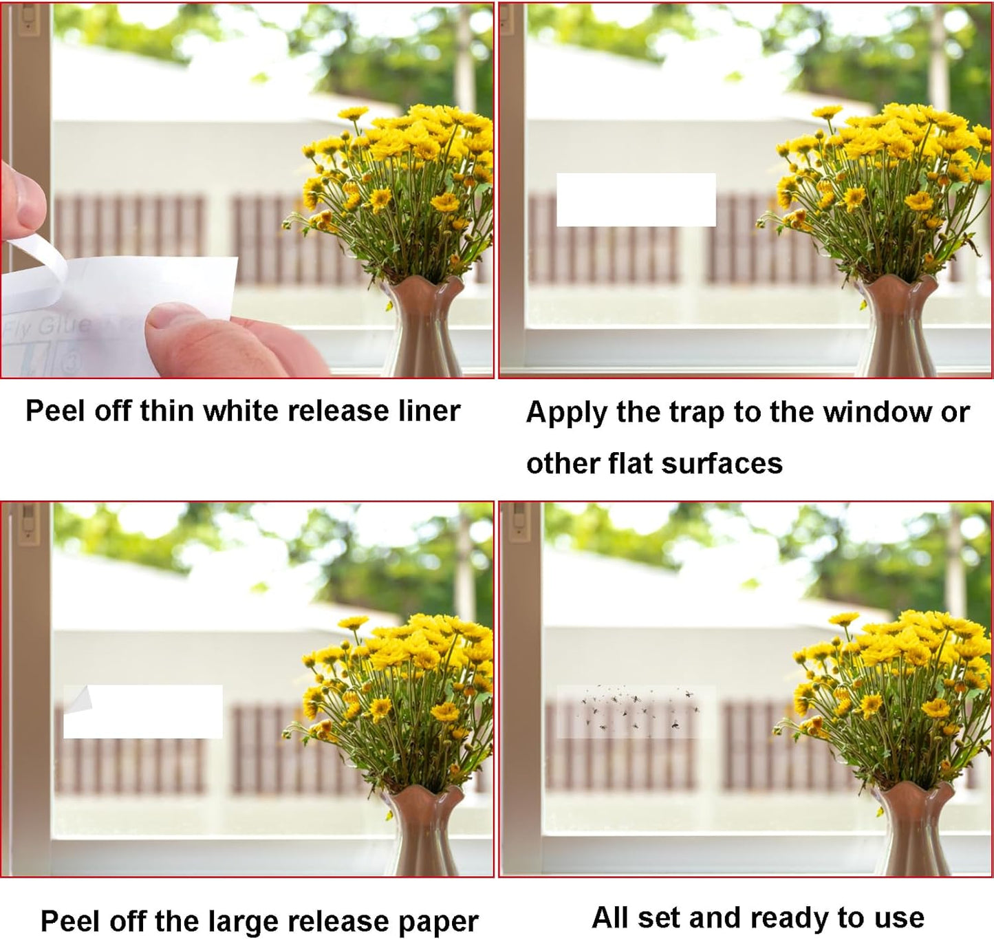 Mosqueda Window Fly Traps, 30 Pack Sticky Fly Traps for Indoors, Fly Catchers for Inside Home, Waterproof & Non-Toxic Adhesive Sticky Paper Trap for Mosquitos Bugs Housefy Fruit Fly Flying Gnats