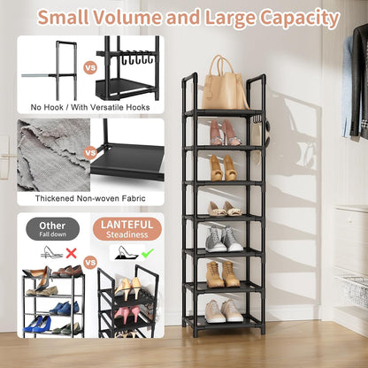 LANTEFUL Tall Narrow Shoe Rack for Entryway, 10-Tier Sturdy Metal Shoe Shelf Storage 10-15 Pairs of Shoes and Boots, Space Saving Corner Shoe Rack Organizer for Closet,Doorway,Garage,Living Room