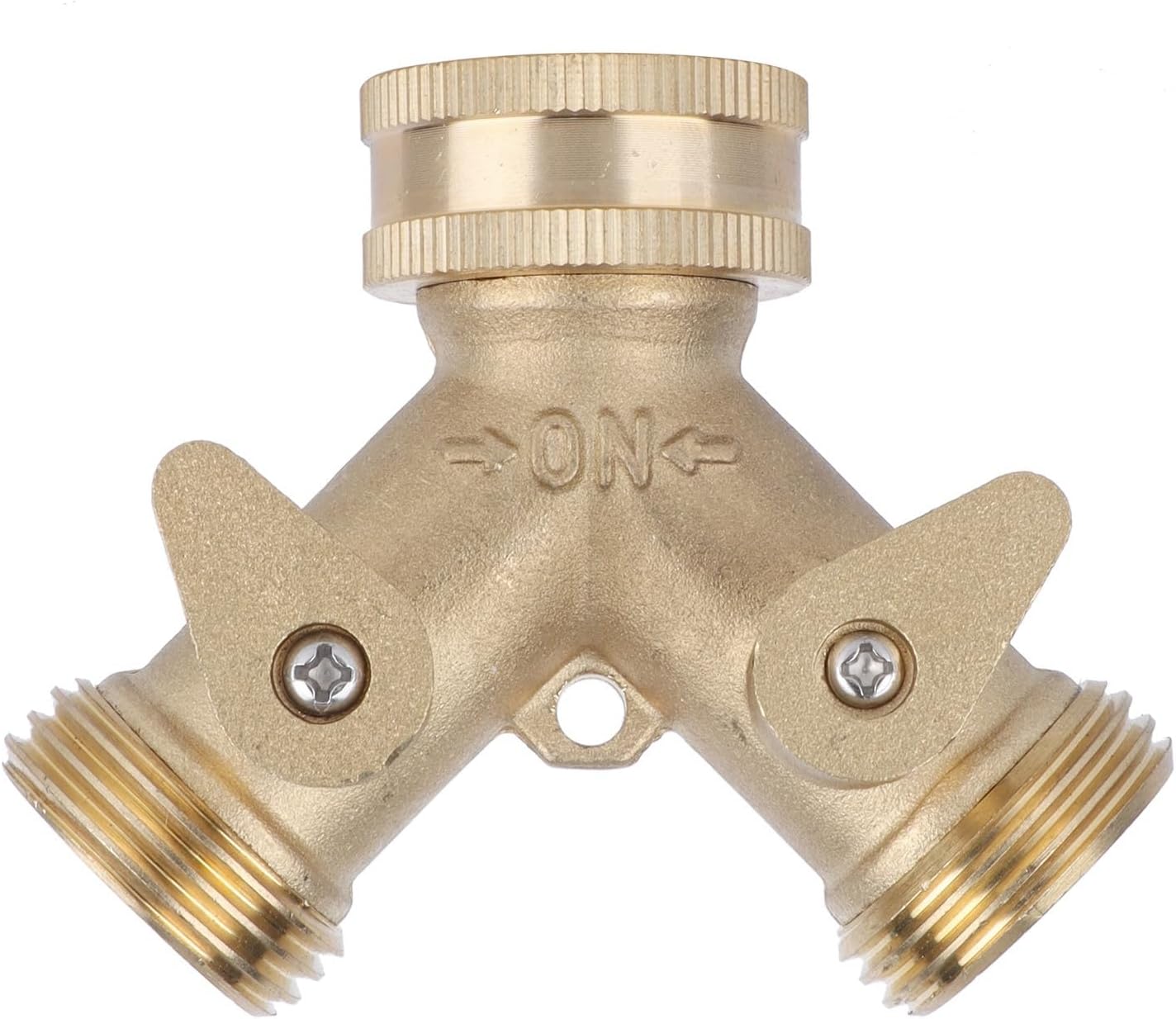 Garden Hose Splitter 2 - Way | All - Brass Strong Valve | NPT 3/4 Thread for Outdoor Watering/Laundry/Car Washing | Leak - Proof Design with Adjustable Output