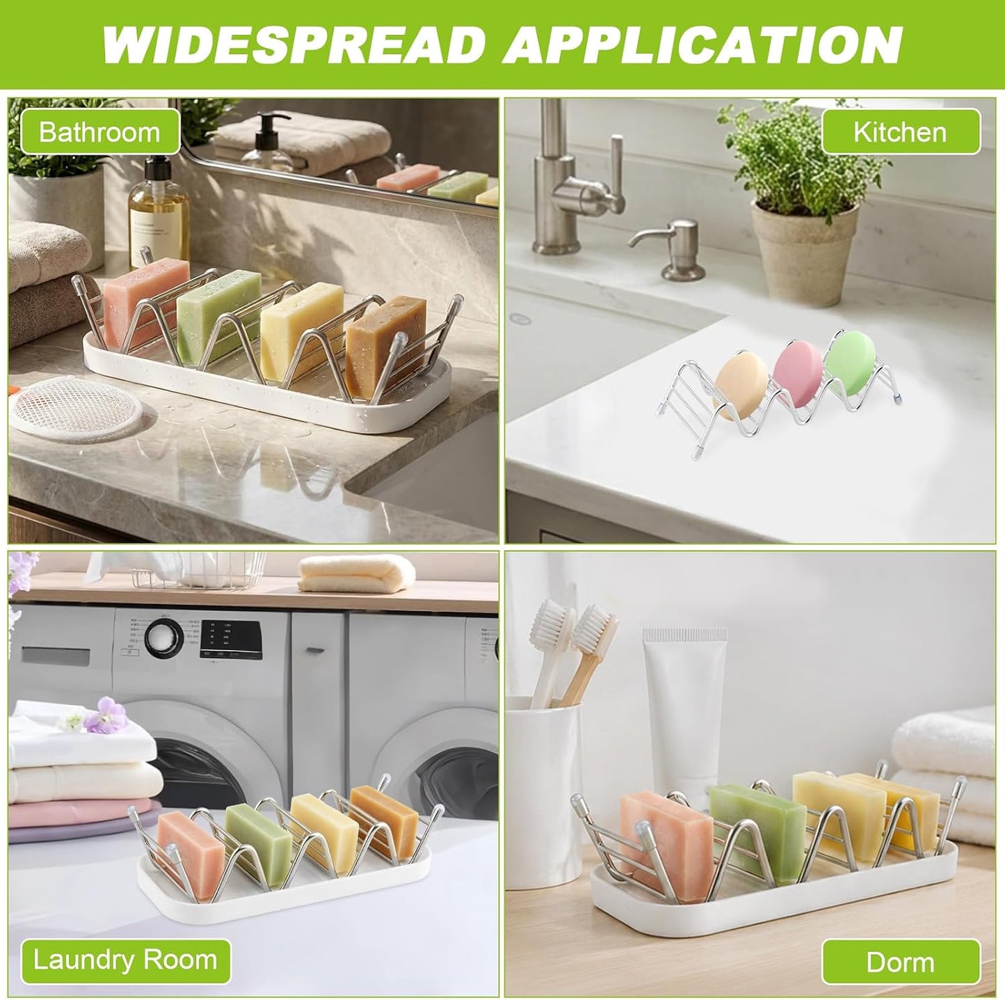 Multi-Purpose Wave Shampoo Bar Holder, Shampoo Bar Holder with Removable Drip Tray & Lather Net, Self Draining Quick Dry Bar Soap Holder for Shampoo Bars & Soap (3-Slot)