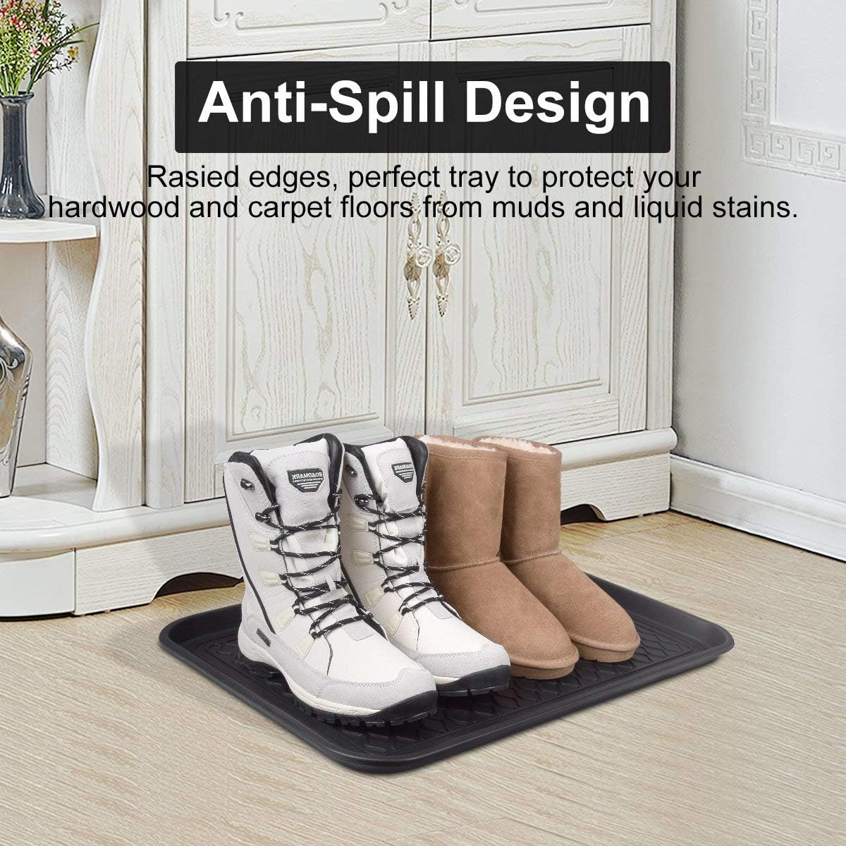 Multi-Purpose Boot Tray Mat,Shoe Tray Mat,Pet Bowl Tray,Waterproof Trays for Indoor and Outdoor Floor Protection,24" x 15"/Medium …