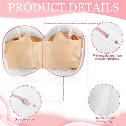 Shappy 6 Pieces Bra Washing Bag for Laundry Mesh Wash Lingerie Underwear Brassiere Washing Bags with Zipper for Women Laundry Storage(7.87 Inch,Pink)