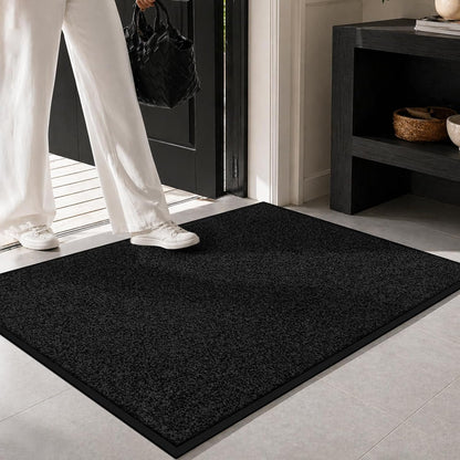 Mibao Front Door Mat, Dirt Trapper Welcome Mat for Outdoor Indoor, Non-Slip Waterproof Doormat, Durable Machine Washable Low Profile Entry Rug for Back Door Outside Patio Porch, 29.5" x 17", Grey