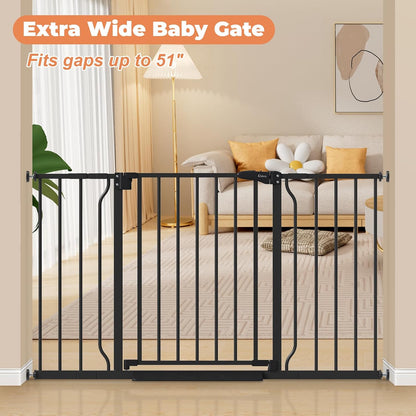 Baby Gate No Drilling, 29"-40" Auto Close Dog Gate Indoor for Doorways & Stairs, Pressure Mounted Adjustable Pet Gate, Easy Walk Through Child Gate for Children & Pets Stroller Friendly, White