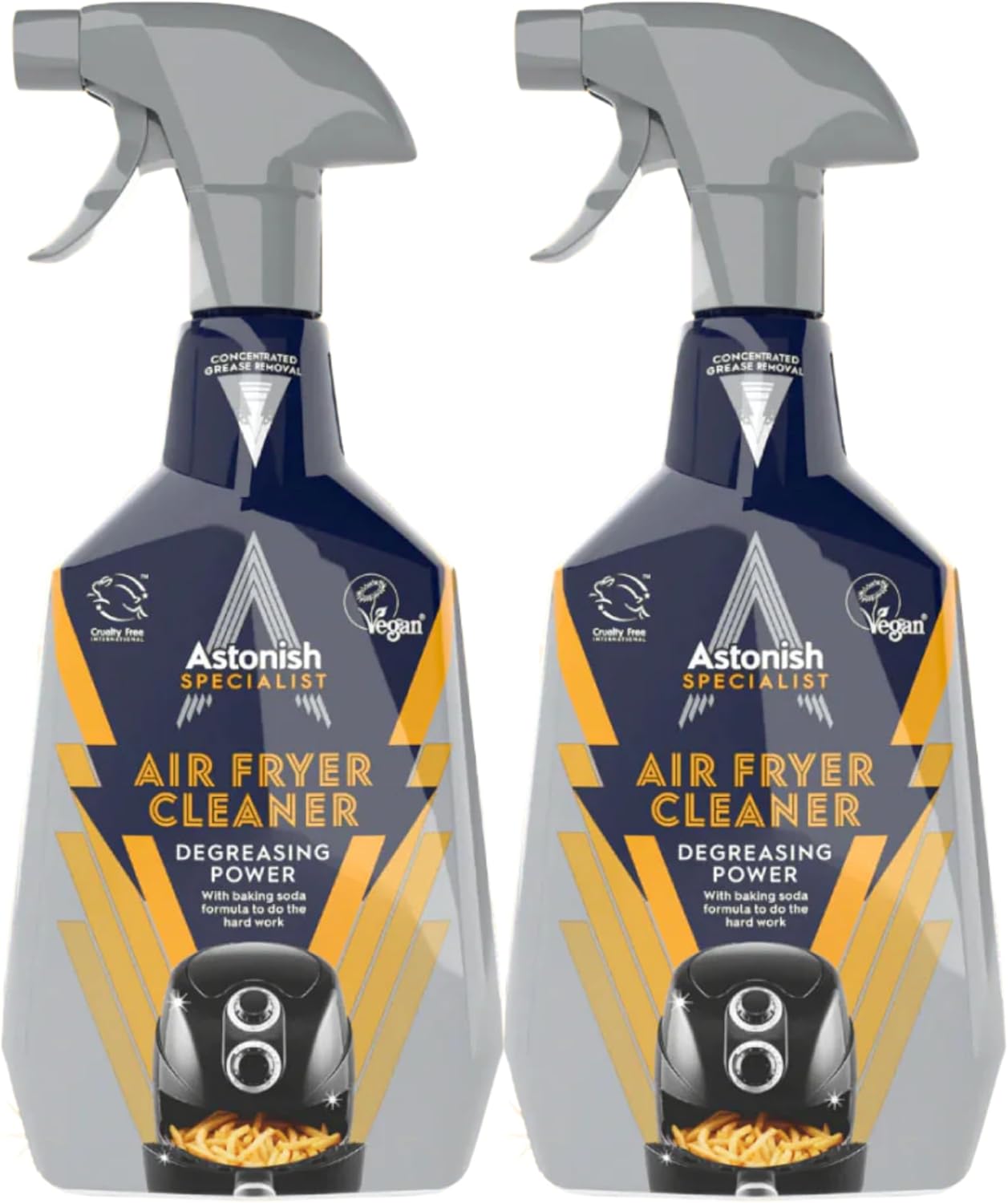 Astonish 750ml Specialist Air Fryer Cleaner Spray with Baking Soda - Non Stick Safe Grease Remover, Food Residue Lifter, Quick Rinse Vegan Cruelty Free Kitchen Appliance Degreaser, No Scrub Formula