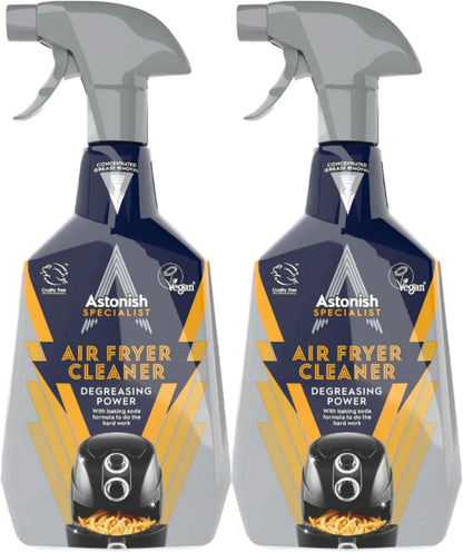 Astonish 750ml Specialist Air Fryer Cleaner Spray with Baking Soda - Non Stick Safe Grease Remover, Food Residue Lifter, Quick Rinse Vegan Cruelty Free Kitchen Appliance Degreaser, No Scrub Formula