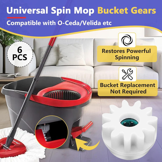 6 Pcs Spin Mop Cleaning Gears Parts, Replacement Gears for OCedar Mop Bucket, One Way Clutch Bearing Bucket Gear Sprockets Repair for O-Cedar Easywring Bucket System