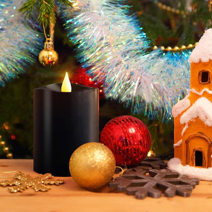 3x3 Flickering Flameless Candles Set of 2, 2AA Battery Life 600 Hours Battery Candles Flickering with Timer,3 inch Flameless Candles with Remote for Indoor/Outdoor, Ivory