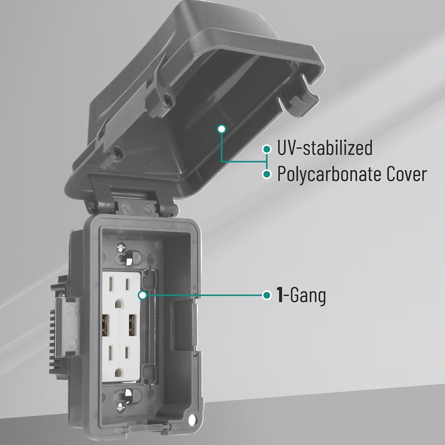 Bates- Weatherproof Electrical Outlet Cover, 1-Gang Outdoor Plug Cover | For Protection Against Rain Dust & Outdoor Use