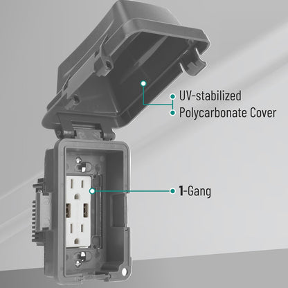 Bates- Weatherproof Electrical Outlet Cover, 1-Gang Outdoor Plug Cover | For Protection Against Rain Dust & Outdoor Use