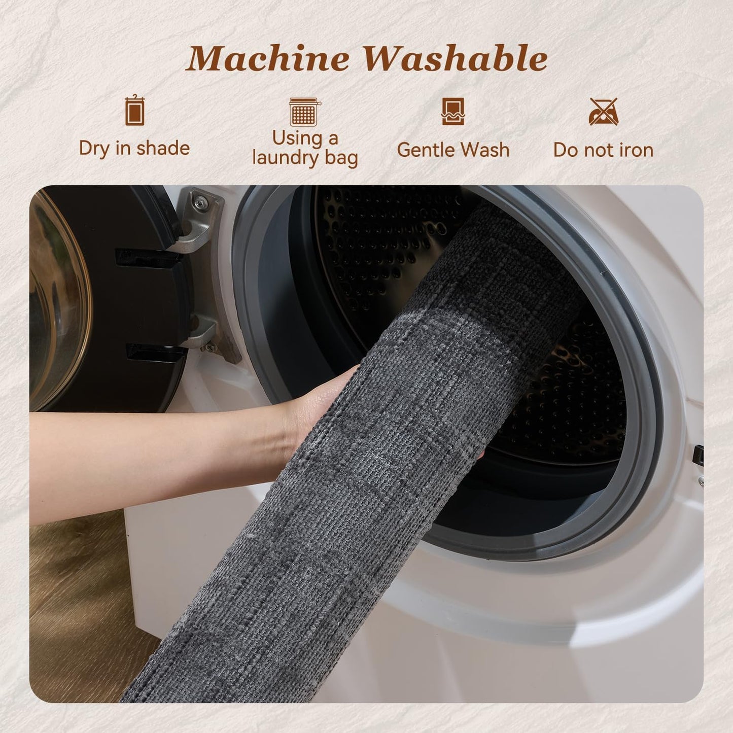 AMOAMI Bath Mat Non Slip Super Absorbent Quick Dry Bath Mats for Bathroom Floor Rubber Backing Washable Bathroom Rugs Modern Woven Jacquard Mat, Beside Tub Bath Rugs, 17" x 24", LightGrey