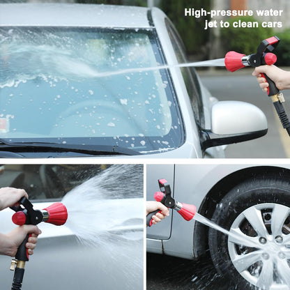 FANHAO Heavy Duty Fireman's Hose Nozzle, Metal Water Nozzle with 8 Spray Patterns, High Pressure Garden Hose Sprayer with Lever Control and Non-Slip Grip to Water Plants & Lawns, Wash Cars & Clean