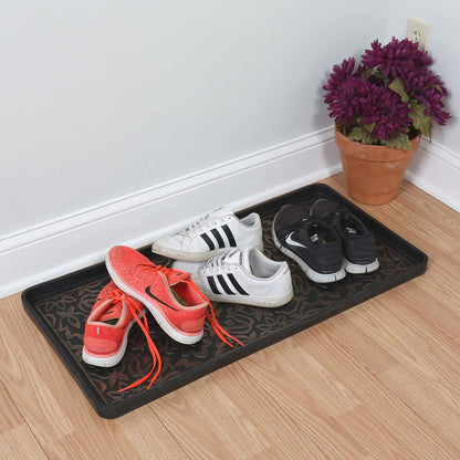 2 Packs Rubber Shoe Tray Wet Shoe Tray,Tray Wet Shoe Tray for Entryway Rubber Doormat Boot Tray,Snow Boot Pad Water Resistant Shoe Tray,Waterproof for All Weather Indoor Outdoor Use (2PCS)