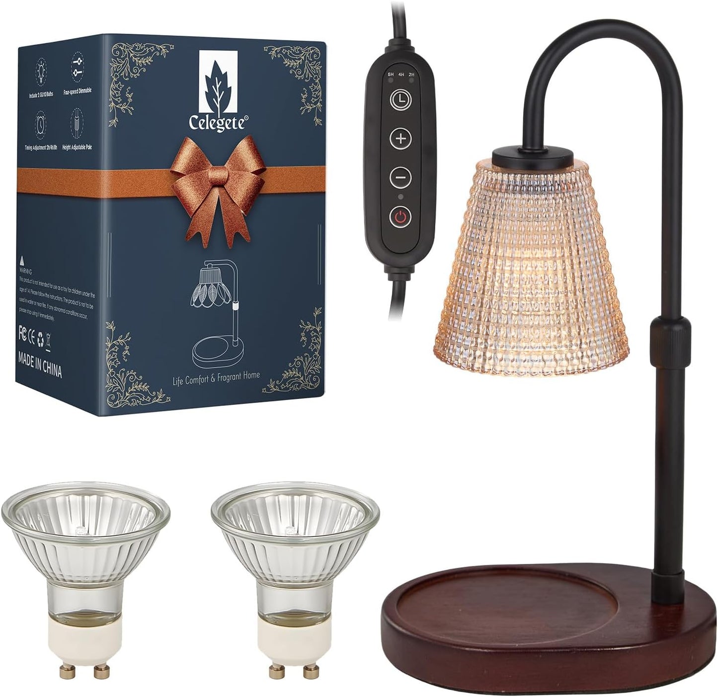 Candle Warmer Lamp,with Timer & Dimmer(3Bulbs),Candle Lamp Warmer Height Adjustable,Gifts for New Home,House Warming Gift,Birthday Gifts for Women/Daughter/Mom/Friend-Black