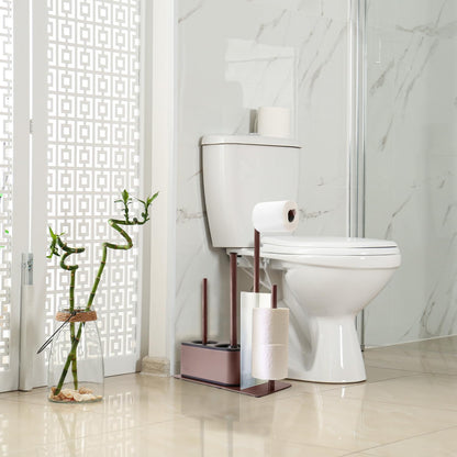 Blue Donuts Modern Bath Set for Bathroom Organization, All in One Toilet Brush, Toilet Plunger, Toilet Paper Holder Stand and Toilet Tissue Paper Storage All in One Combo.