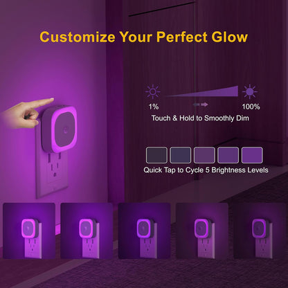 YUNLEX 2 Pack Plug in Red Sleep Night Light with Motion Sensor & Dusk to Dawn Sensor, Soft Glow, 0% Blue Light, Dimmable, Auto On/Off, LED Lights for Bedroom, Kids, Bathroom, Hallway, as Mother Gifts