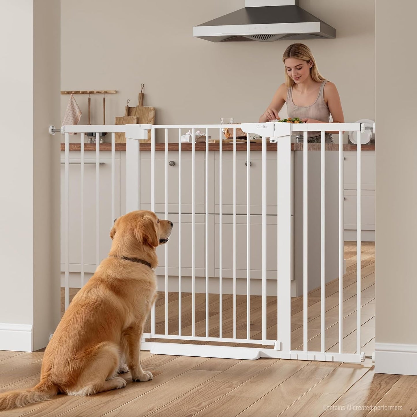 Cumbor 30-46" Baby Gate for Stairs, Mom's Choice Awards Winner-Auto Close Dog Gate for The House, Gifts for Mom, Easy Install Pressure Mounted Pet Gates for Doorways, Black