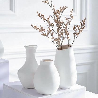 White Ceramic Bud Vase Set of 5, Mini Vases for Flowers, Decorative Small Vases for Home Decor, Boho Wedding Centerpieces, Living Room, Dining Table & Shelf Decor