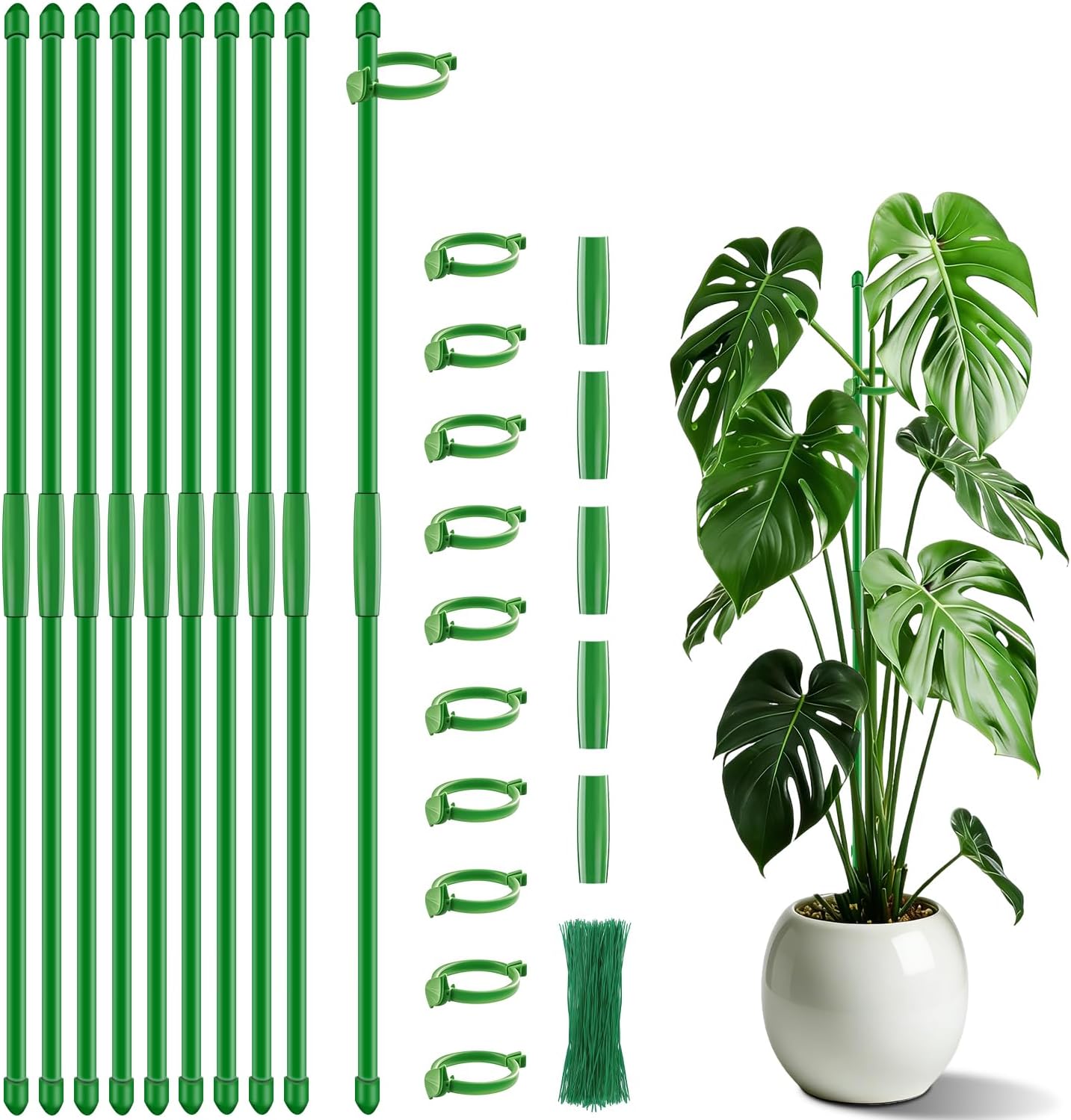 Plant Support Stakes for Indoor SupKing Orchid Sticks with Clips Garden Stake Extended to 2/3/4ft for Outdoor Potted Tomato Rose Vegetables House Palnts Comes with 20 Plants Ties(15 inch 10Pcs)