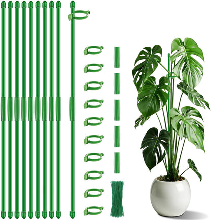 Plant Support Stakes for Indoor SupKing Orchid Sticks with Clips Garden Stake Extended to 2/3/4ft for Outdoor Potted Tomato Rose Vegetables House Palnts Comes with 20 Plants Ties(15 inch 10Pcs)