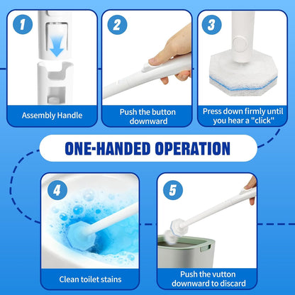 Disposable Toilet Brush and Holder Set, with 50 PCS Toilet Bowl Refills for Clorox, Wall Mounted Disposable T-oilet Bowl Kit, for Bathroom, Sink & Bathtub, Touchless T-oilet Cleaning System