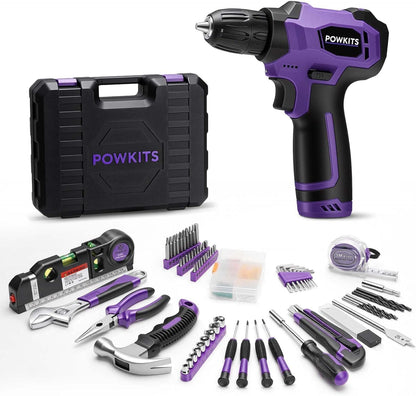 Cordless Drill Tool Set: 12V Power Drill Tool Kit with Battery & Charger, 25+1 Torque Setting, Portable Household Basic Drills Case for Men & Women, 2-Speed Electric Drill Set, 142 Piece, Green
