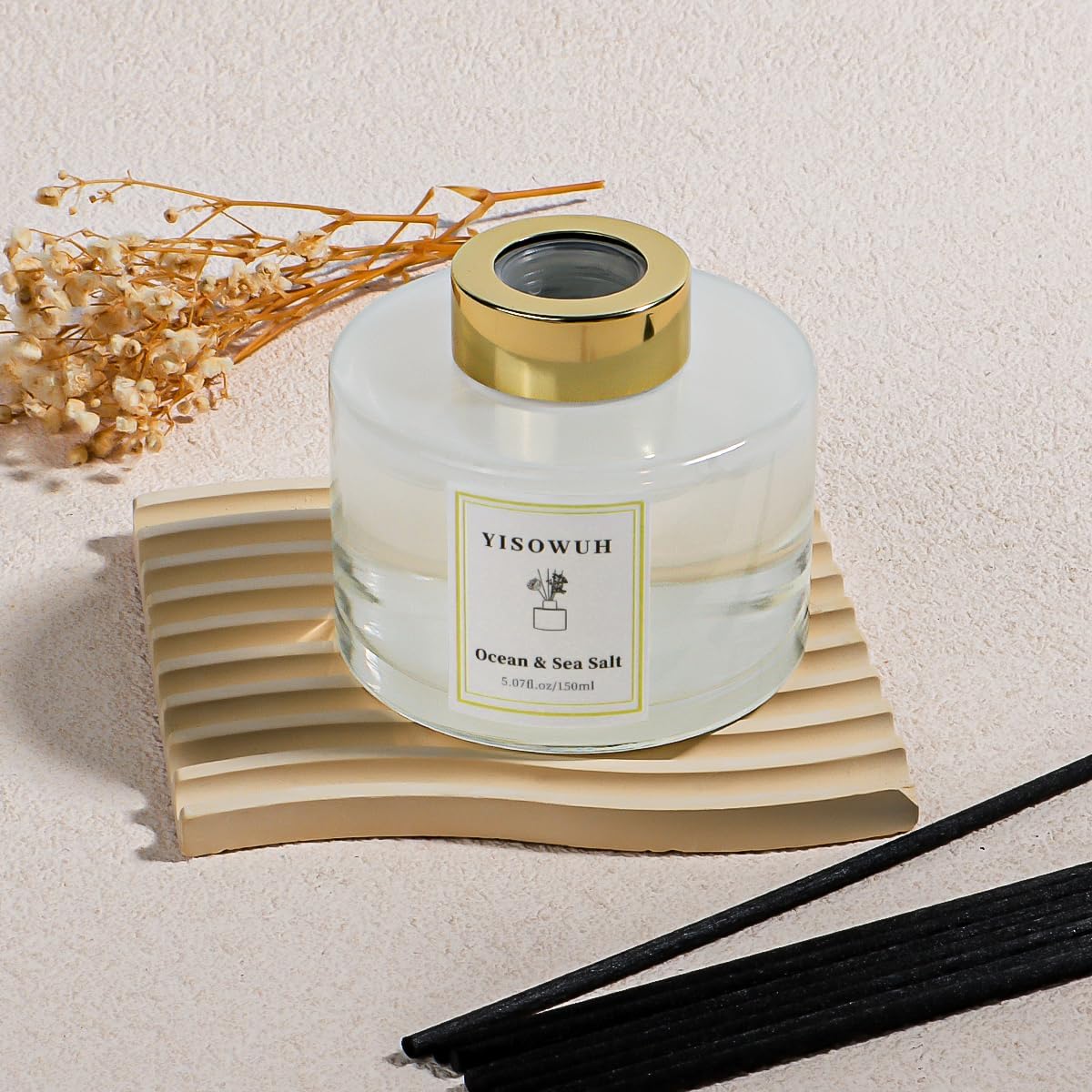 Reed Diffuser Set,5.07 fl oz (150 ml) - White Jasmine Oil Diffusers with 8 Reed Sticks,Home Fragrance Reed Diffuser for Bathroom Shelf Decor