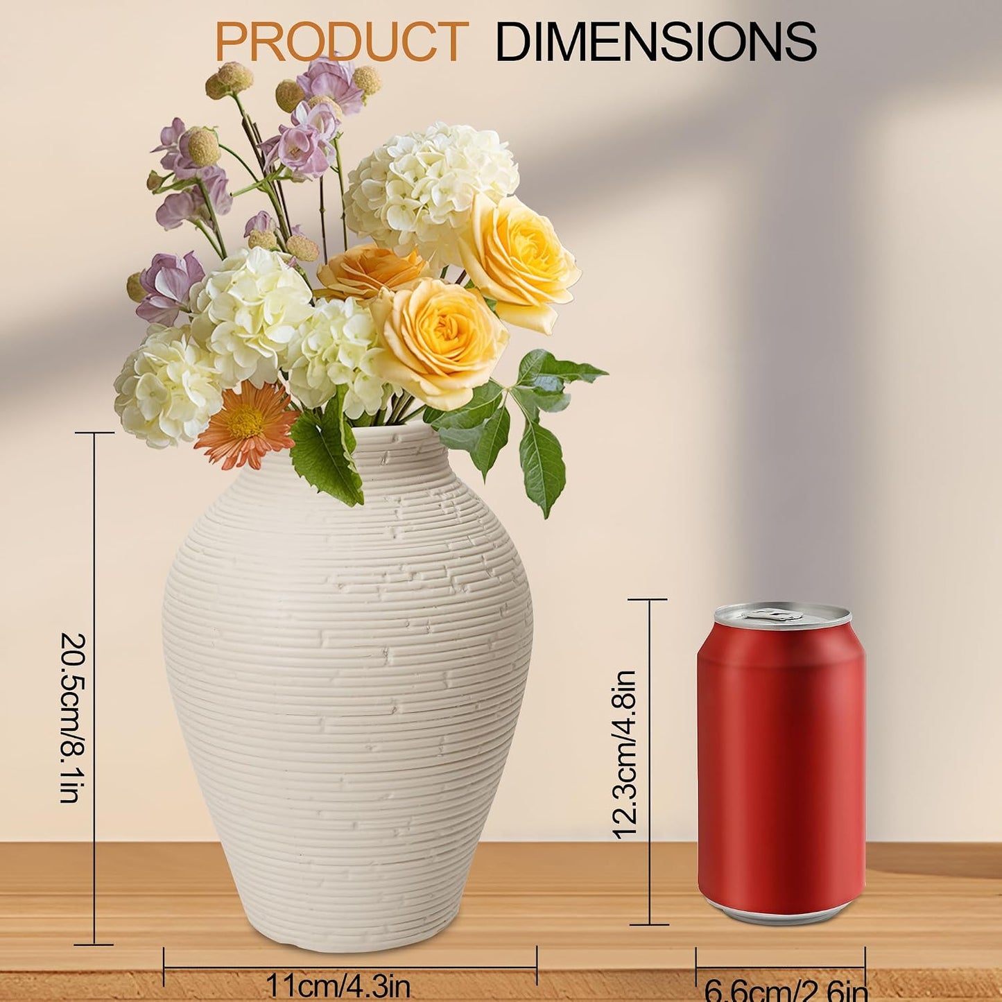 Ceramic Vase Set of 2, 7.1" Handcrafted Rustic Flower Vases for Modern Home Decor, Boho Farmhouse Decorative Vases for Living Room, Table, Shelf, Ideal Gift for Mother's Day, Birthday, Housewarming