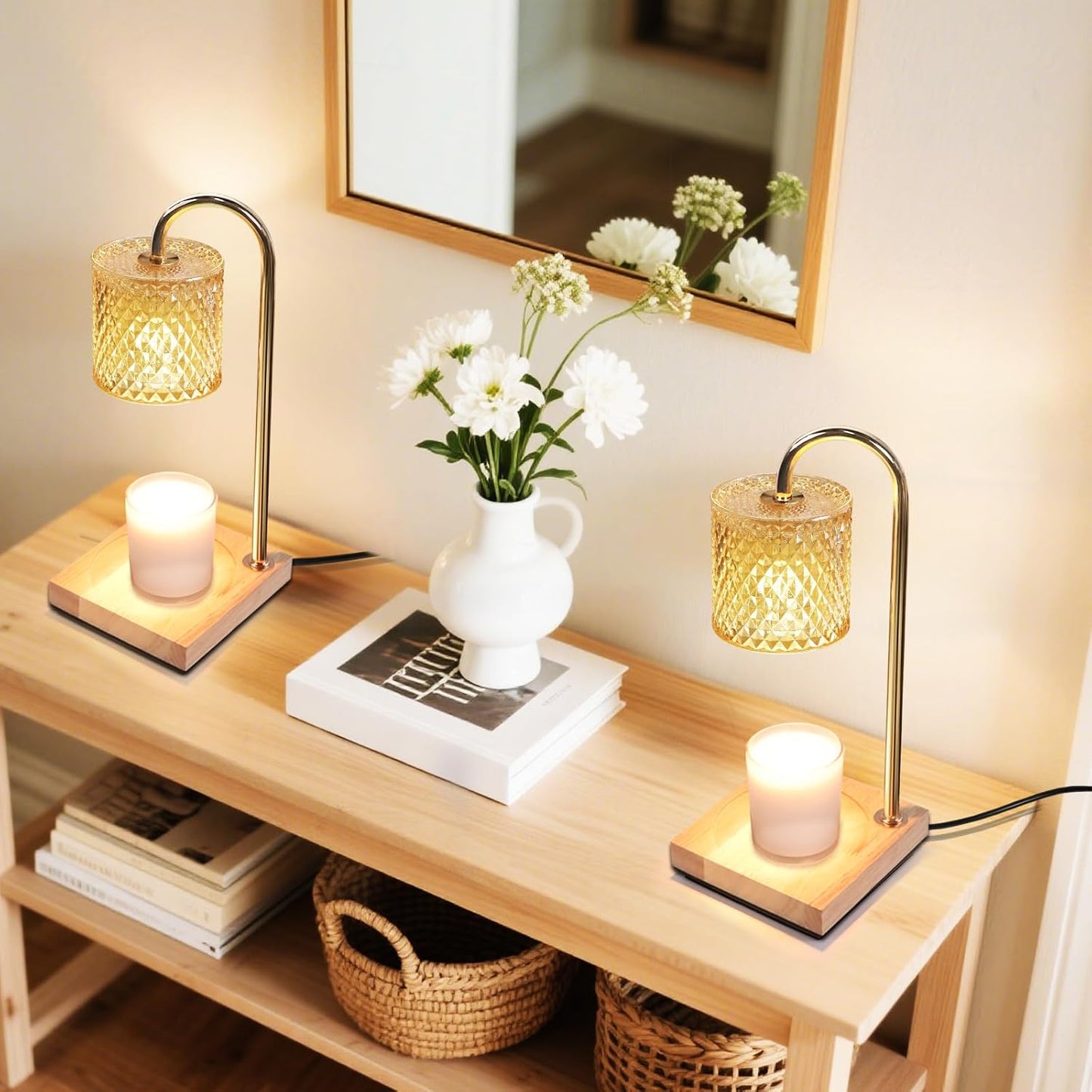 TigQiang Candle Warmer Lamp with Timer Dimmer, Birthday Gifts for Women Mom, House Warming Gifts, Elegant New Home Decor, Wax Warmer for Jar Candles, Heater Lamp for Scented Wax, Clear Glass