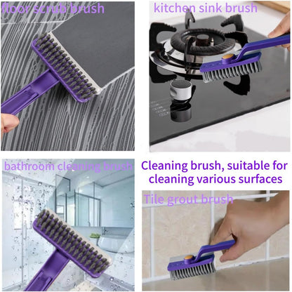 Lightweight Scraper Cleaning Brush with Hard Bristles and Built-in Garbage Holder, Multi-Surface Cleaner for Kitchen Sink, Bathroom Tub, Glass Stove Top, Tabletop, and Hard-to-Reach Floor Crevices